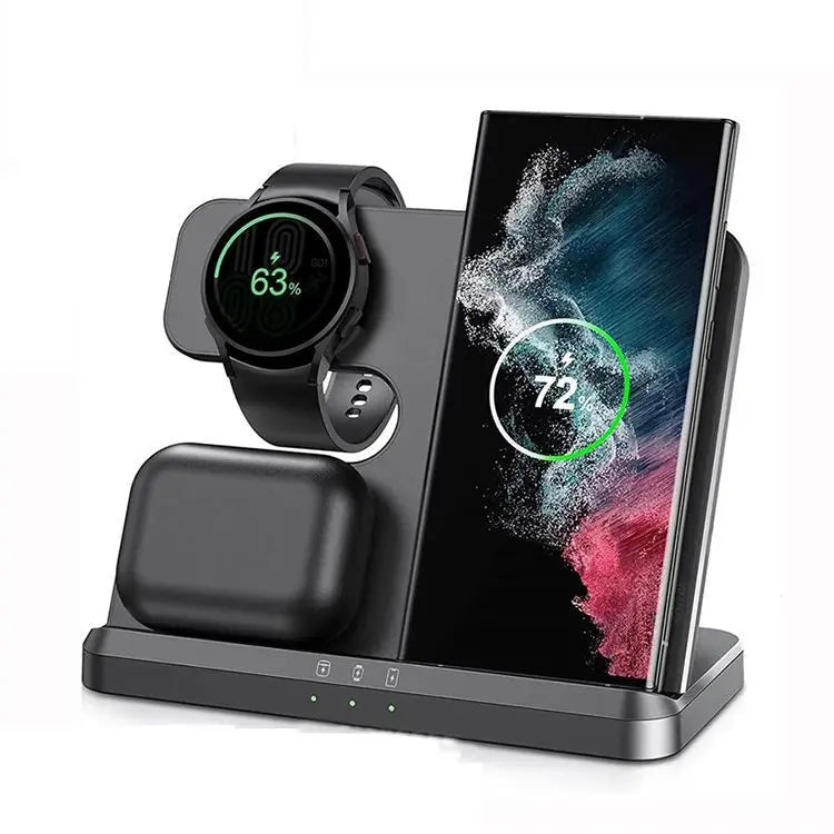 15W Fast Charging 3 in 1 Wireless Charger Stand Dock Station for Samsung S23 S22 S21 Note Watch Active Buds