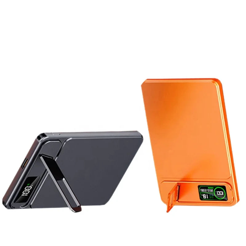 HXB 10000mAh Li-Polymer Magnetic Wireless Power Bank Holder 15W/20W Fast Charging Aluminum Alloy Type-C LED Display Portable