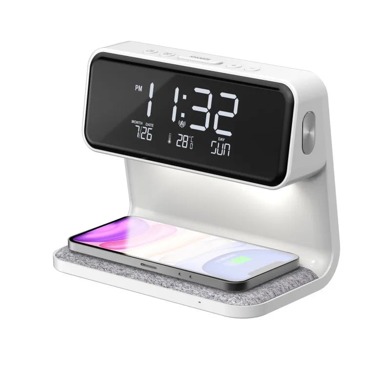 3 in 1 15W Desktop Lighting Wireless Charging Time Display Study Decoration Charger