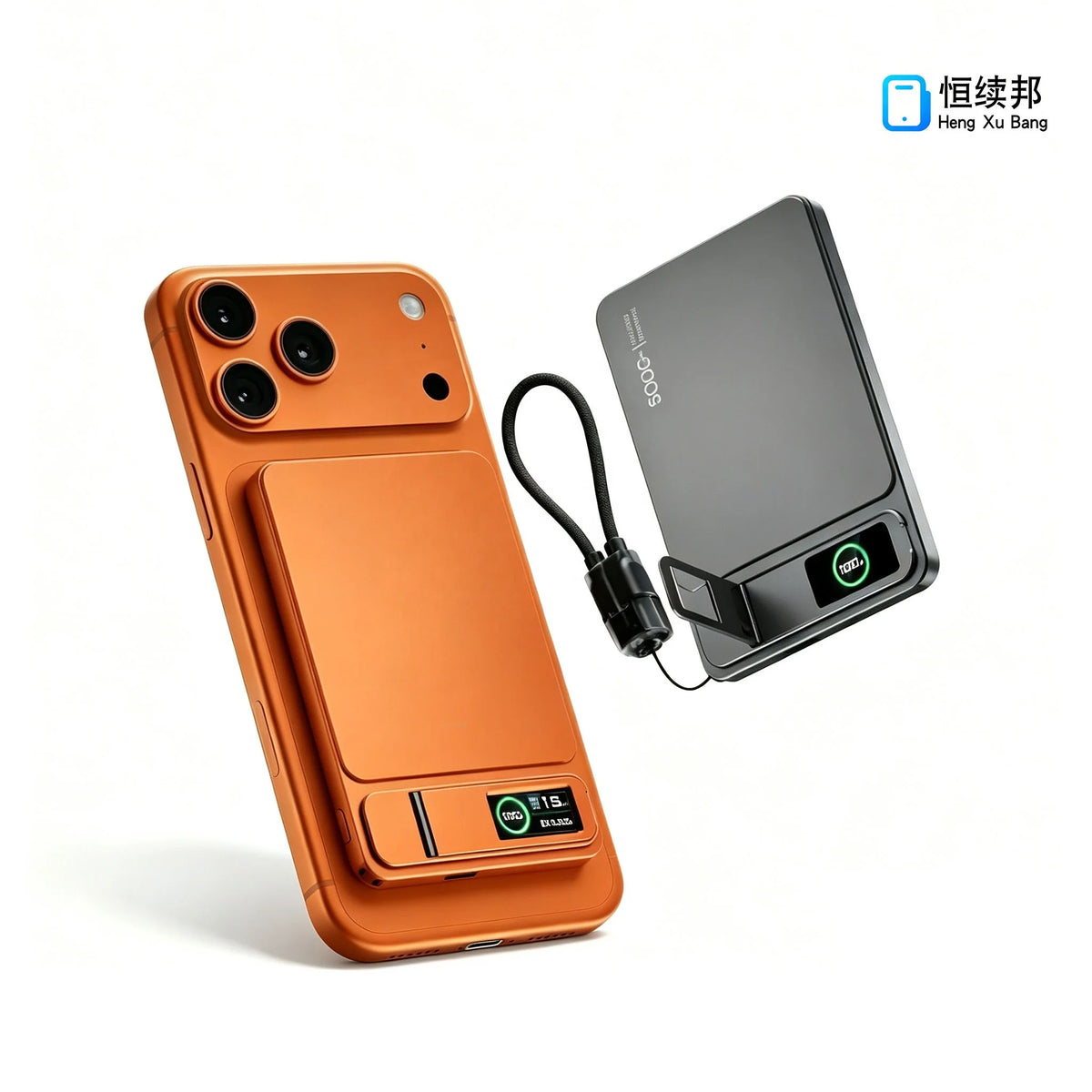 HXB 10000mAh Li-Polymer Magnetic Wireless Power Bank Holder 15W/20W Fast Charging Aluminum Alloy Type-C LED Display Portable