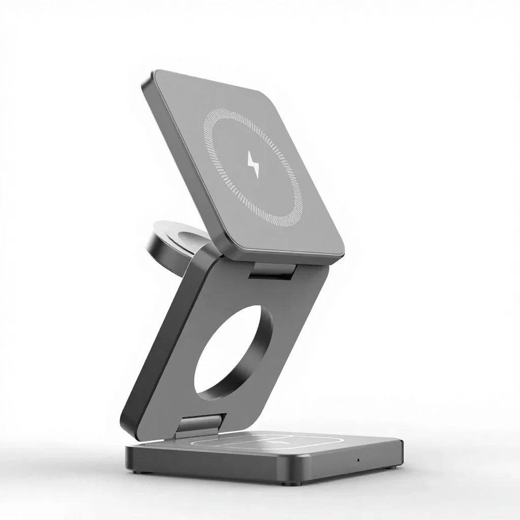 Magnetic 3 in 1 Portable Wireless Charger Stand Dock for iPhone 16 15 14 13 12  Foldable Charging Station,for Apple Watch 10