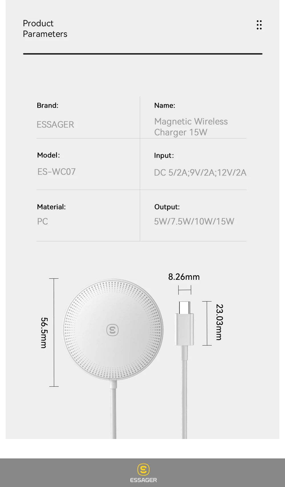 Essager 15W Magnetic Qi Wireless Chargers Fast Charging for iPhone 14 13 12 Pro Max PD Fast Charging For Xiaomi Pad Adapter
