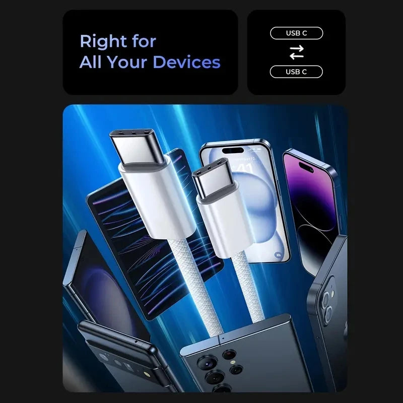 Original PD 60W USB C Fast Charger Cable For iPhone 15 Pro Max 15 Pro 15 Puls USB-C Weaving Charging Data Line Accessories