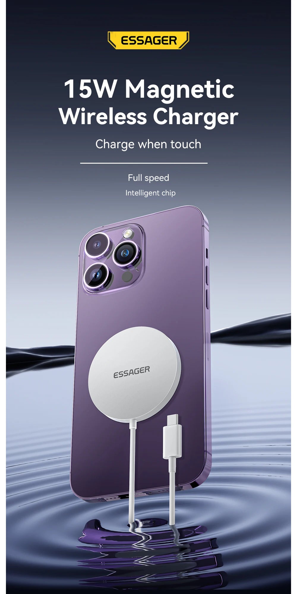 Essager 15W Magnetic Qi Wireless Chargers Fast Charging for iPhone 14 13 12 Pro Max PD Fast Charging For Xiaomi Pad Adapter