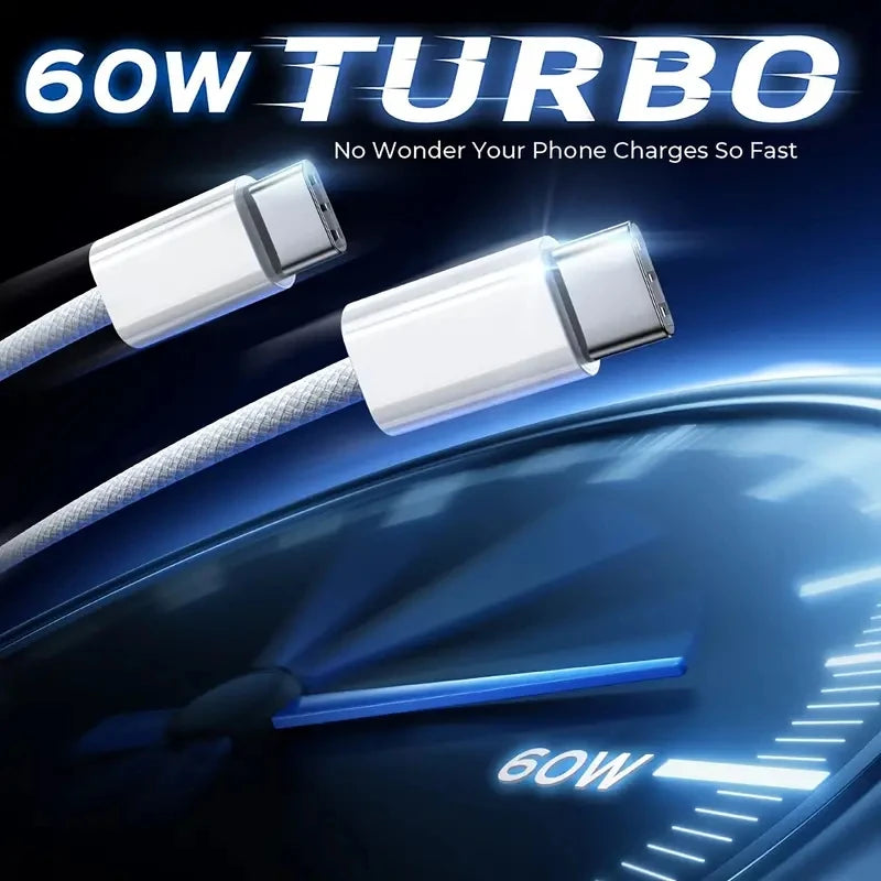 Original PD 60W USB C Fast Charger Cable For iPhone 15 Pro Max 15 Pro 15 Puls USB-C Weaving Charging Data Line Accessories