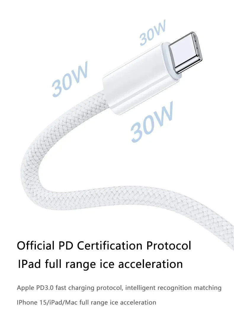 Original PD 60W USB C Fast Charger Cable For iPhone 15 Pro Max 15 Pro 15 Puls USB-C Weaving Charging Data Line Accessories
